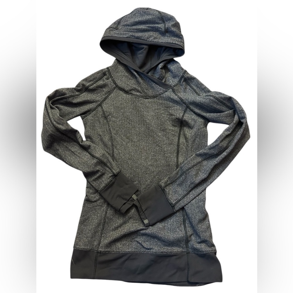 Lululemon Think Fast Tonka Stripe Pullover Running Hoodie Jacket Womens Size 4